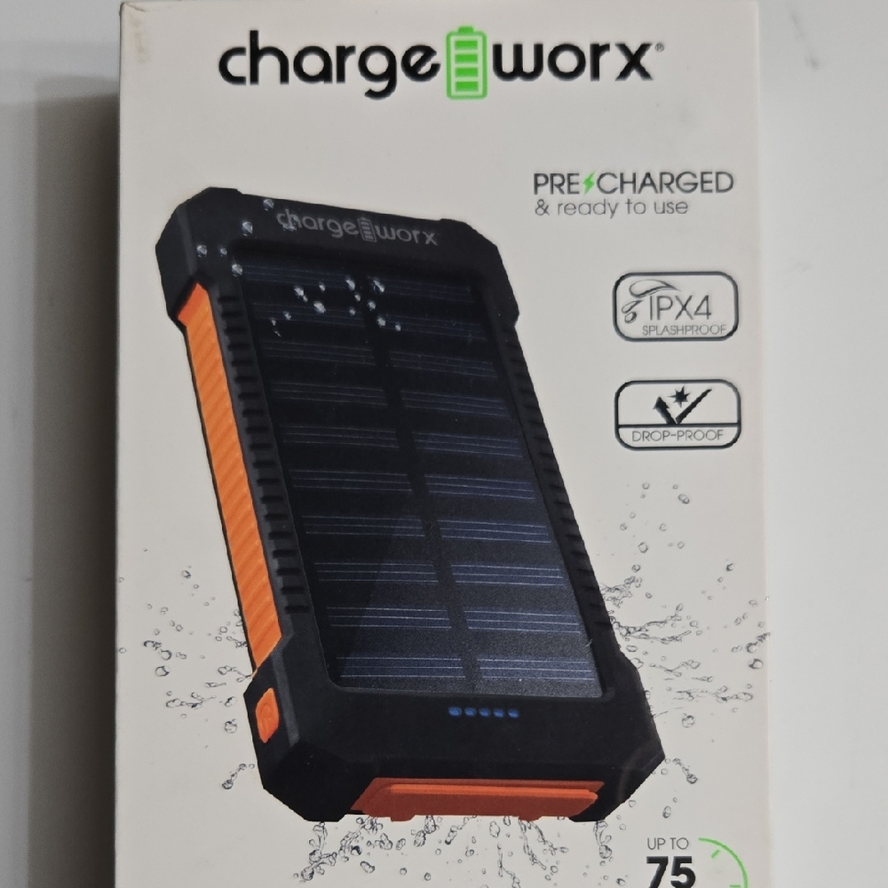 Chargeworx Solar Power Bank with Orange Accents